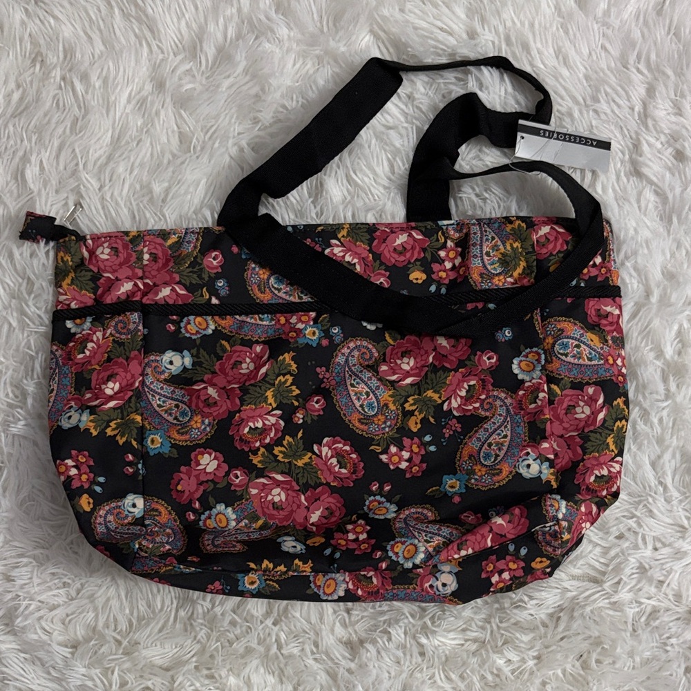 Black Floral Paisley Tote